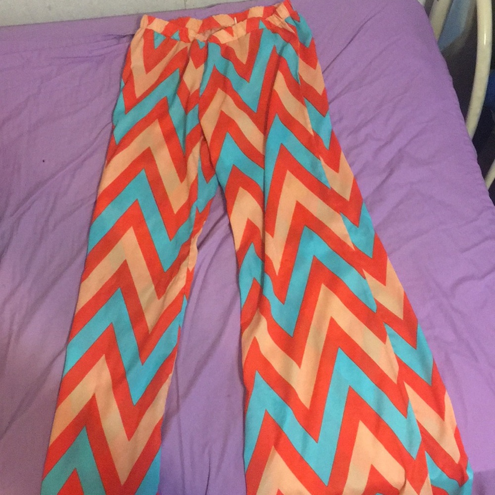 Orange and Blue Chevron Pants